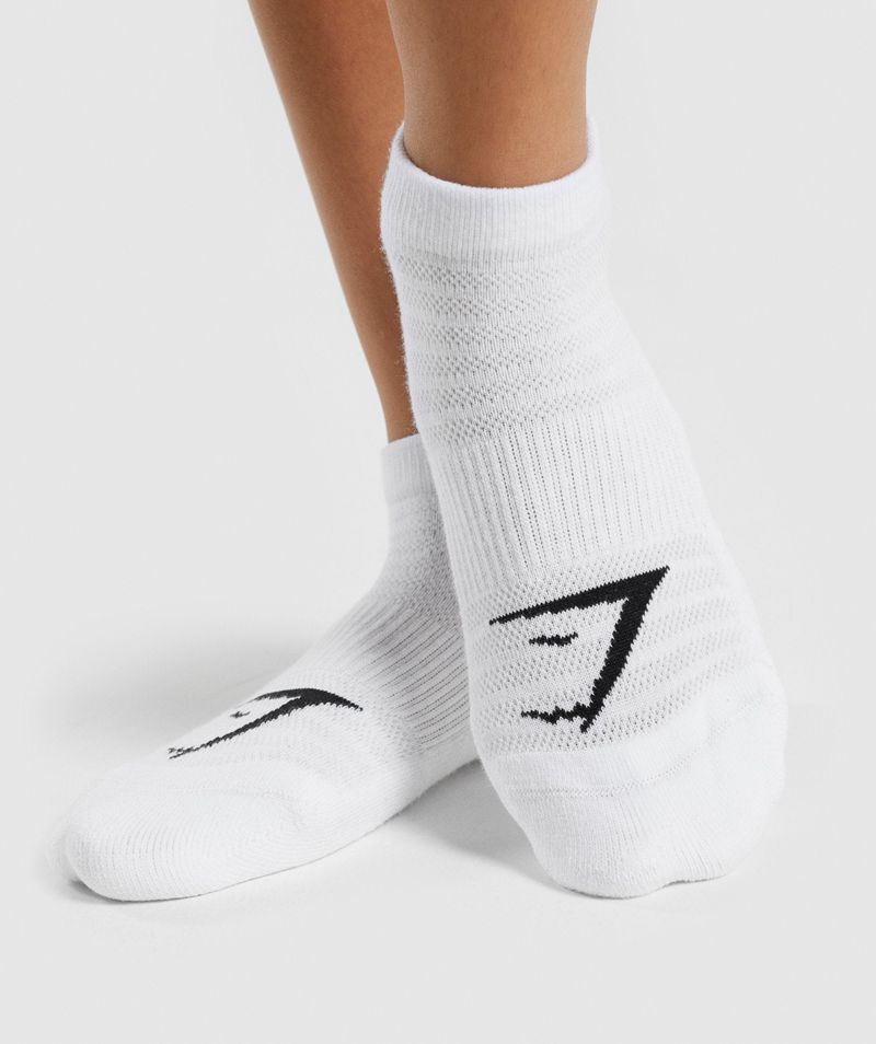 Men's Gymshark Ankle 3pk Socks White | USA  6203-QVODF