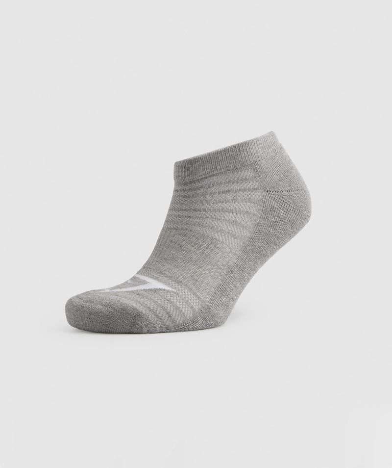 Men's Gymshark Ankle 3pk Socks White Light Grey Black | USA  9308-MZAHW