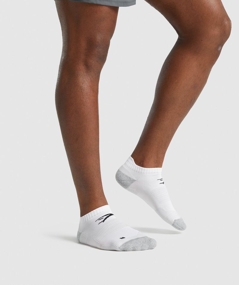 Men's Gymshark Ankle Performance Socks White | USA  7612-MFXKD