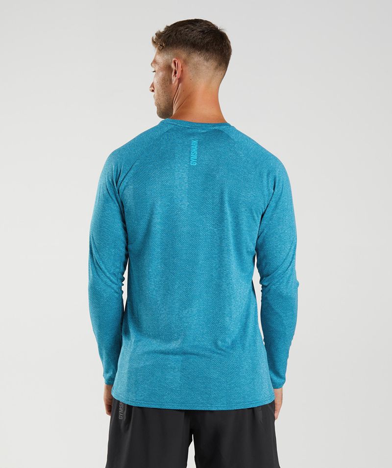 Men's Gymshark Apex Long Sleeve T-Shirts Blue | USA  3654-JMHTP