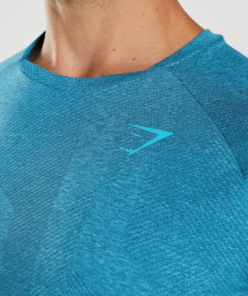 Men's Gymshark Apex Long Sleeve T-Shirts Blue | USA  3654-JMHTP