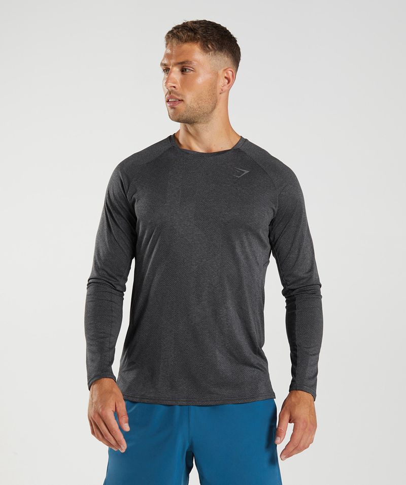 Men\'s Gymshark Apex Long Sleeve T-Shirts Black | USA  4079-UQYCV