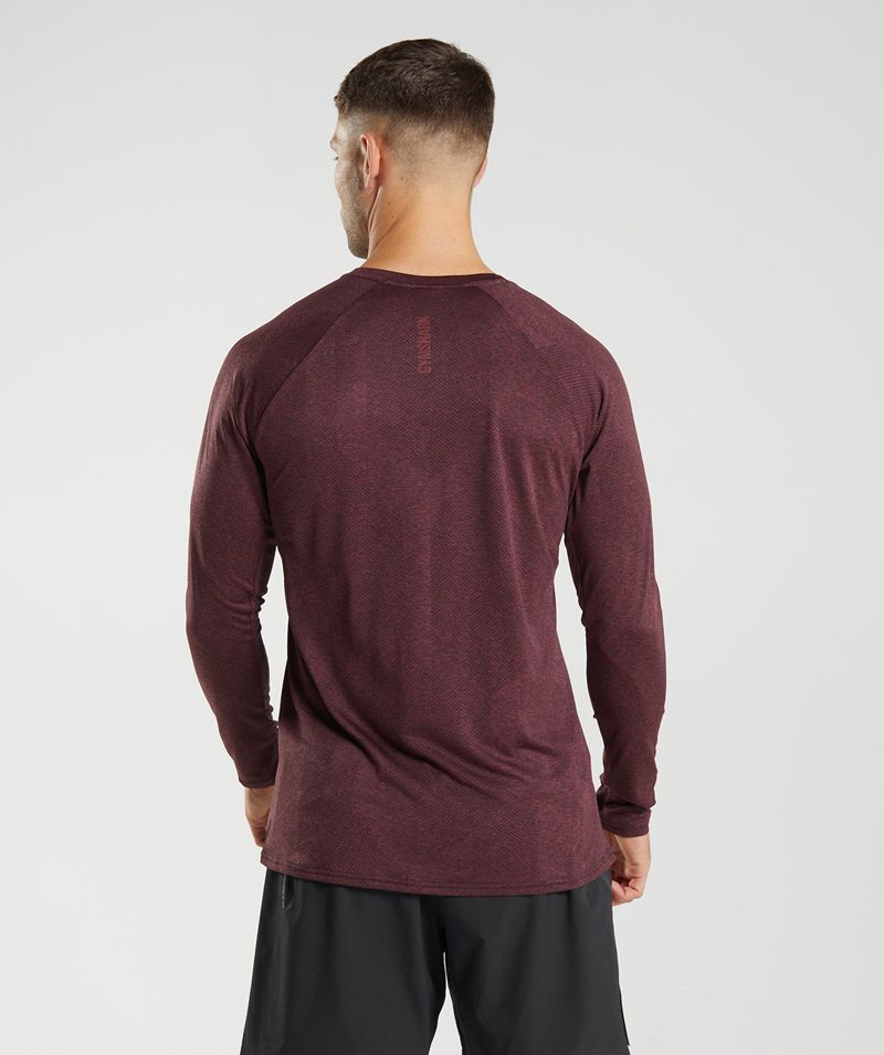 Men's Gymshark Apex Long Sleeve T-Shirts Burgundy | USA  4912-GLTMU