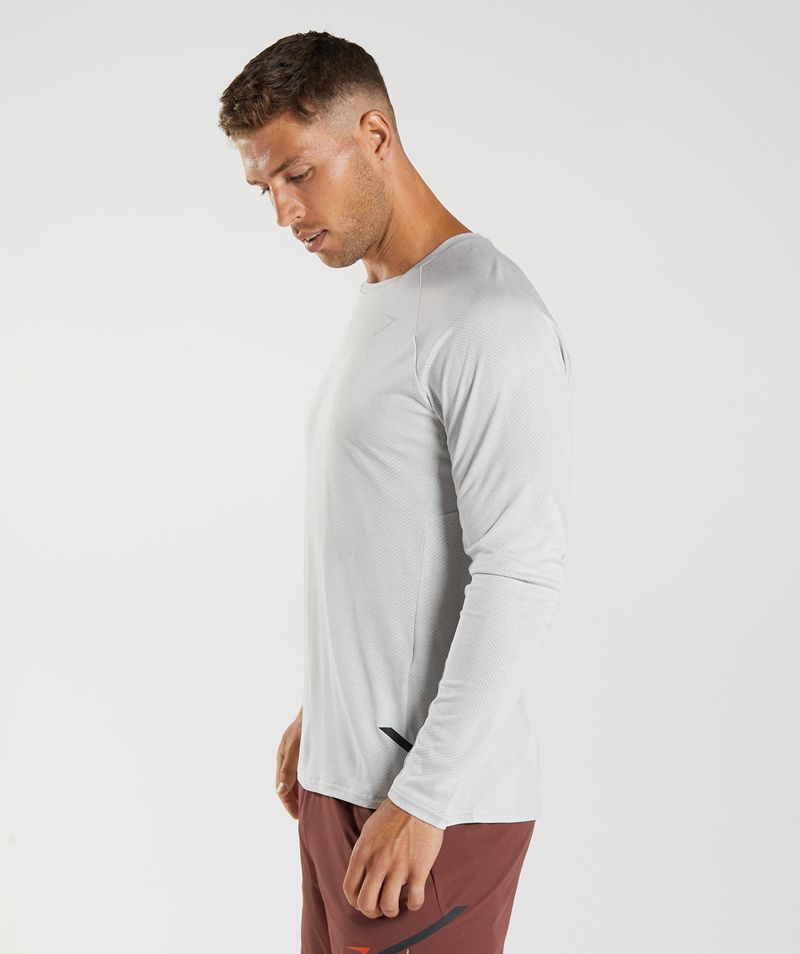 Men's Gymshark Apex Long Sleeve T-Shirts Light Grey | USA  8403-HNYGZ