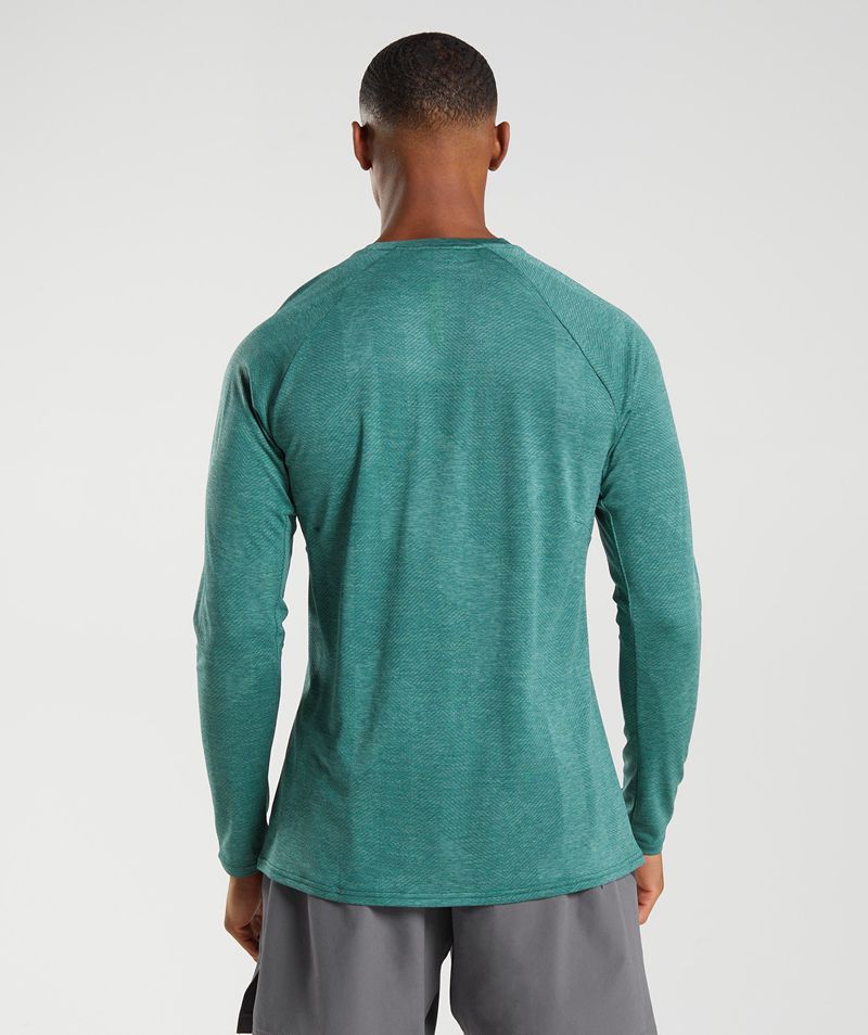 Men's Gymshark Apex Long Sleeve T-Shirts Green | USA  8793-EBOAF