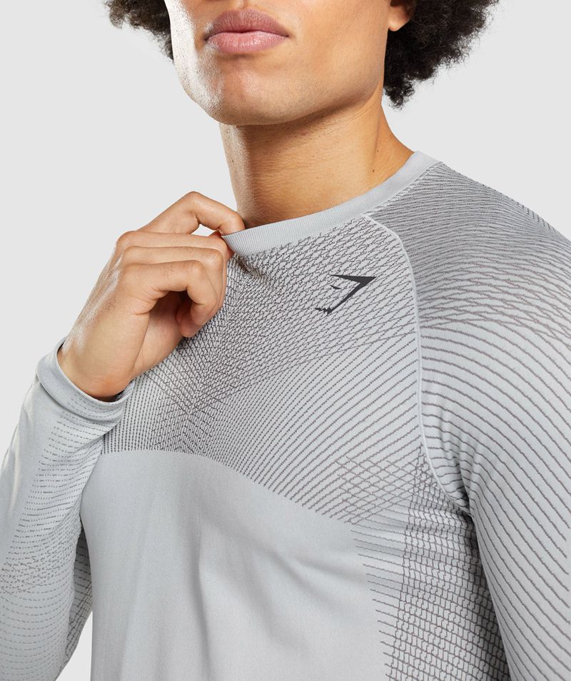 Men's Gymshark Apex Seamless Long Sleeve T-Shirts Light Grey | USA  1248-IEJAM