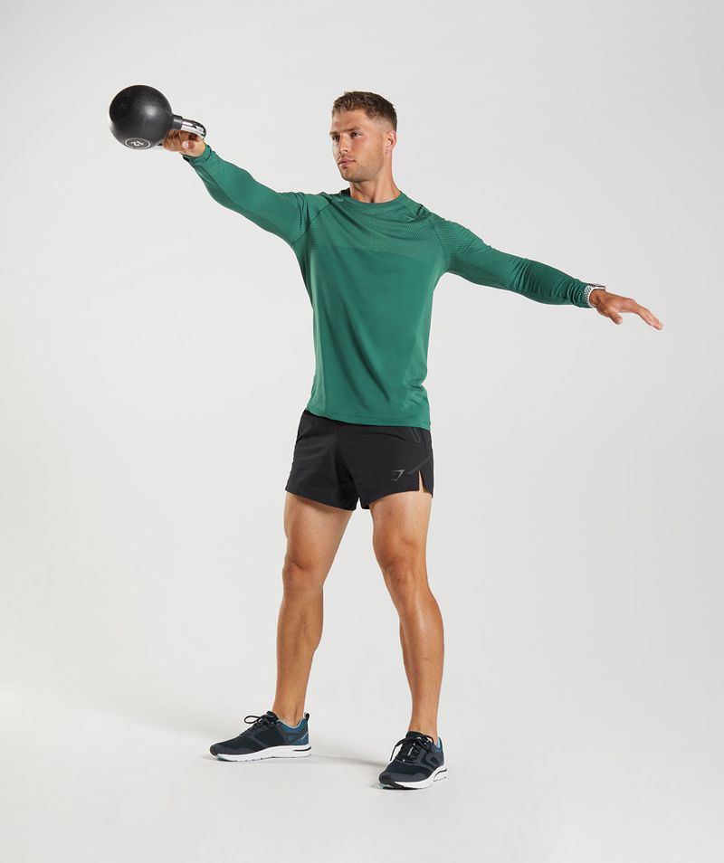 Men's Gymshark Apex Seamless Long Sleeve T-Shirts Green | USA  1450-YMSRX