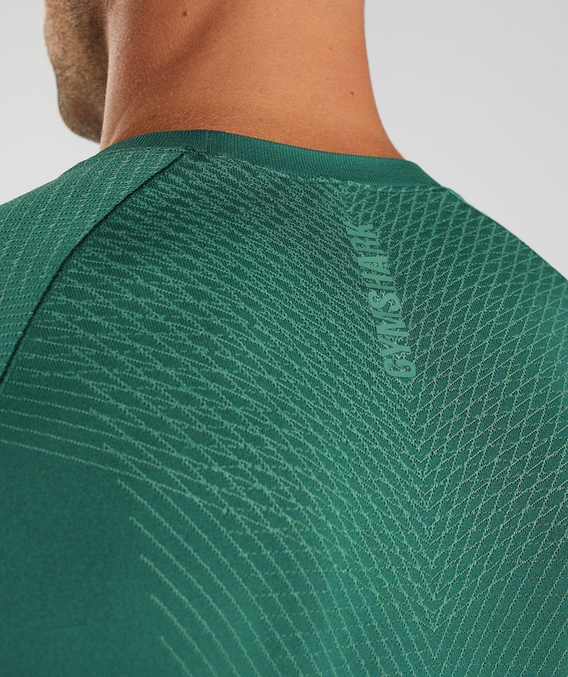 Men's Gymshark Apex Seamless Long Sleeve T-Shirts Green | USA  1450-YMSRX