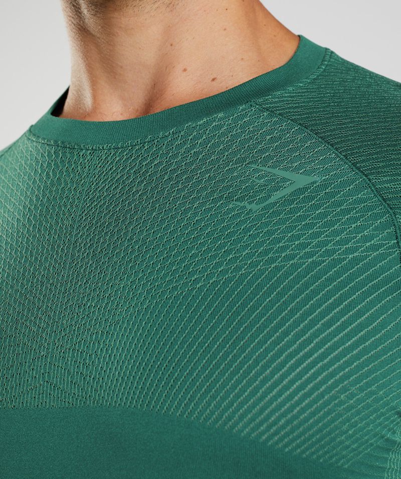 Men's Gymshark Apex Seamless Long Sleeve T-Shirts Green | USA  1450-YMSRX