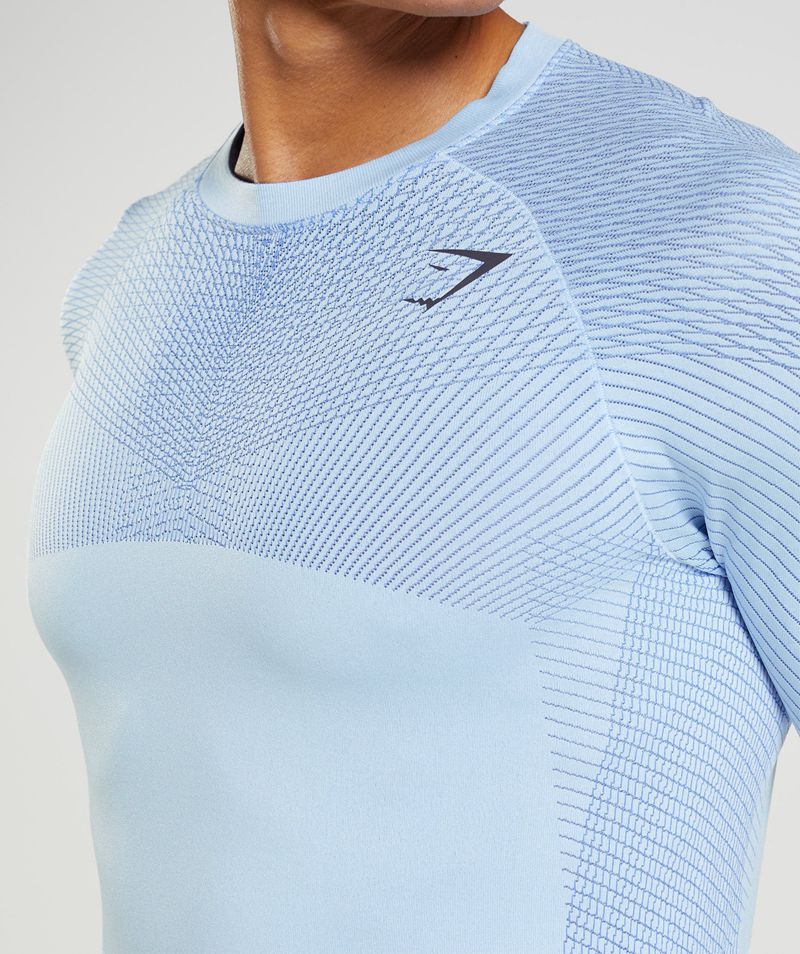 Men's Gymshark Apex Seamless Long Sleeve T-Shirts Blue | USA  7386-LQENF