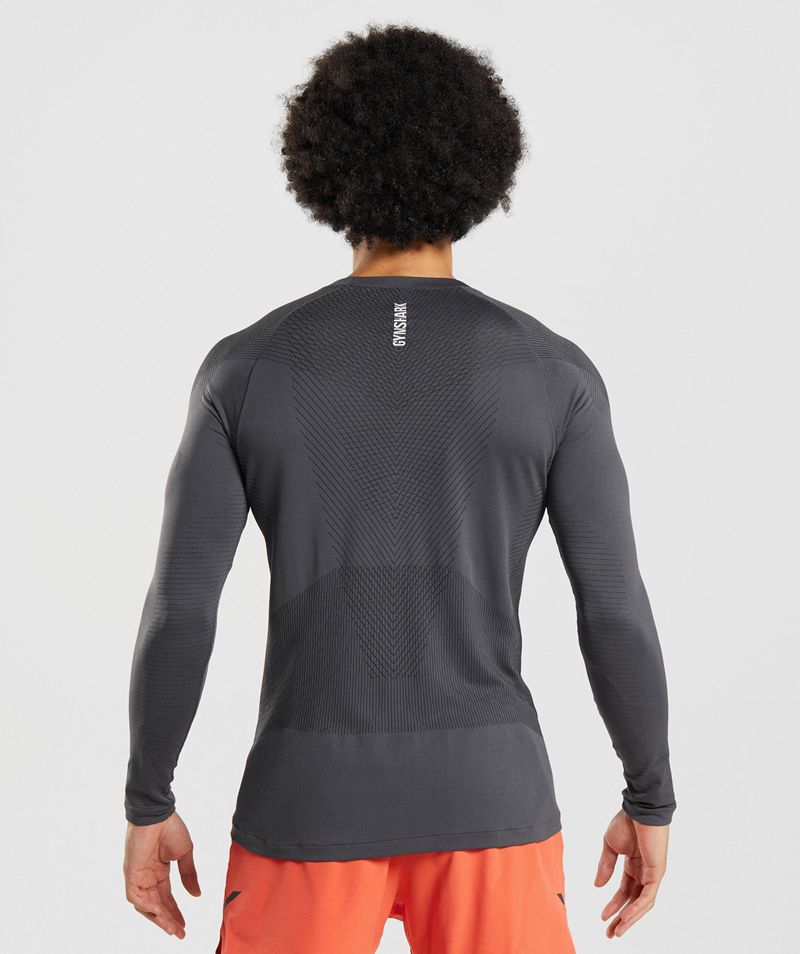 Men's Gymshark Apex Seamless Long Sleeve T-Shirts Grey | USA  7634-FDWXN