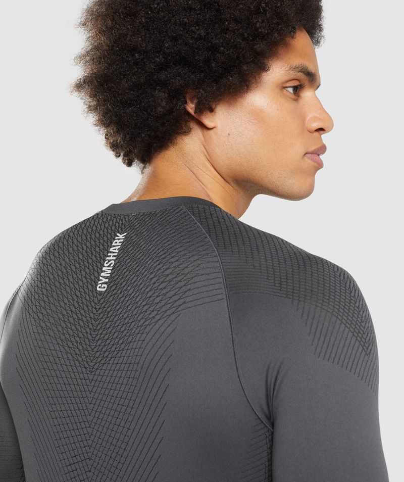 Men's Gymshark Apex Seamless Long Sleeve T-Shirts Grey | USA  7634-FDWXN