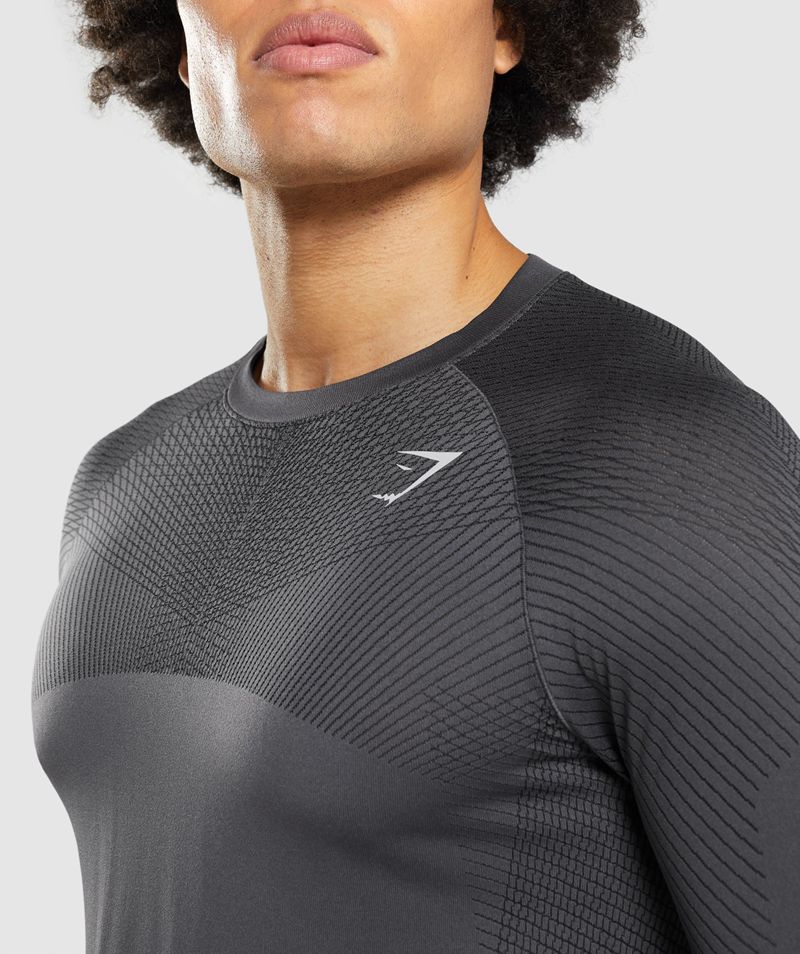 Men's Gymshark Apex Seamless Long Sleeve T-Shirts Grey | USA  7634-FDWXN