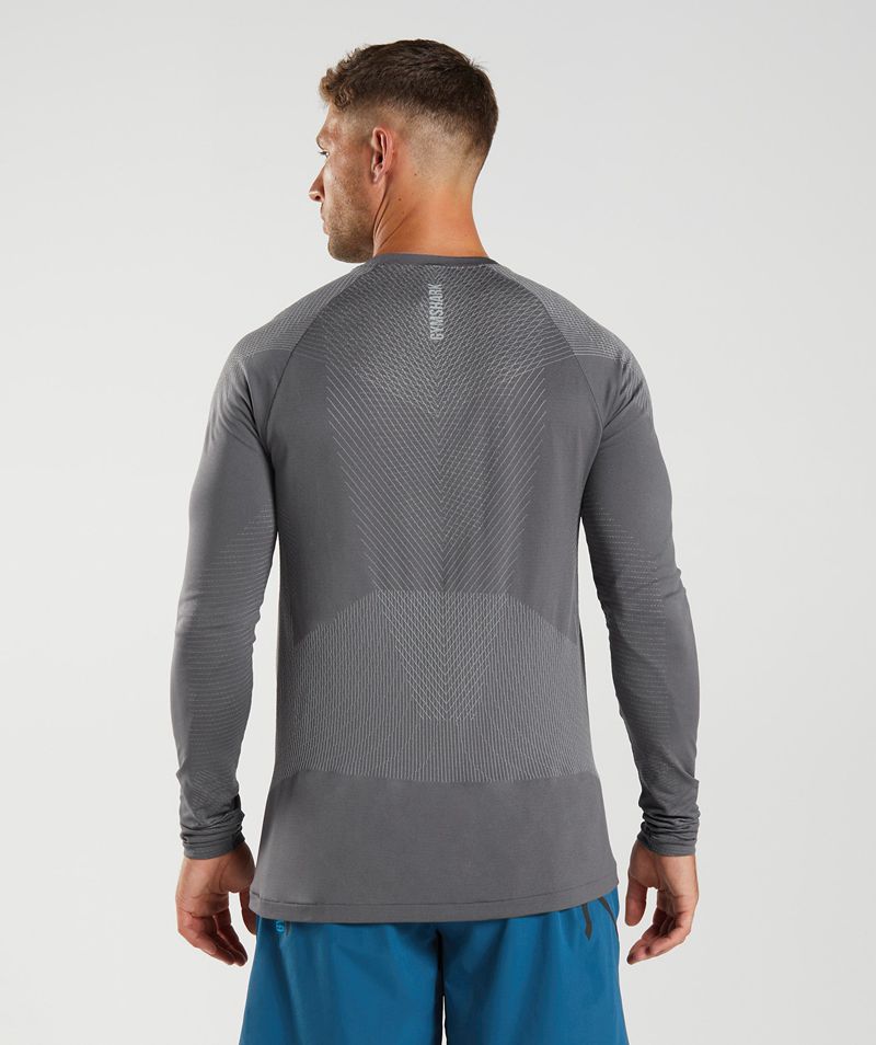 Men's Gymshark Apex Seamless Long Sleeve T-Shirts Grey | USA  9234-SQPBY