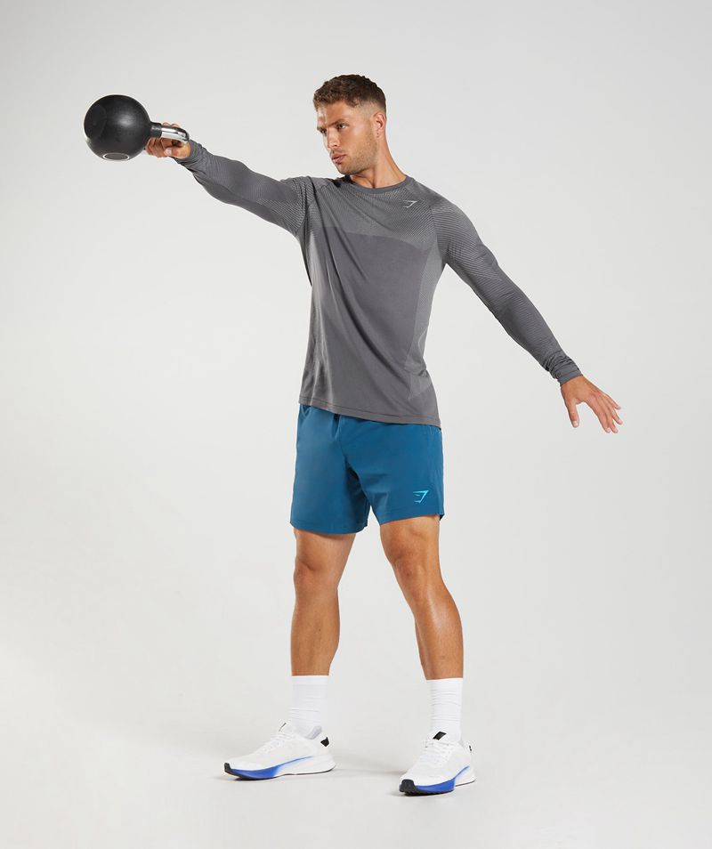 Men's Gymshark Apex Seamless Long Sleeve T-Shirts Grey | USA  9234-SQPBY