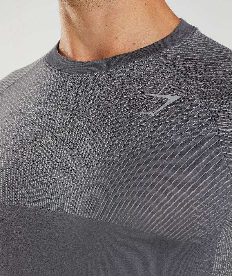 Men's Gymshark Apex Seamless Long Sleeve T-Shirts Grey | USA  9234-SQPBY