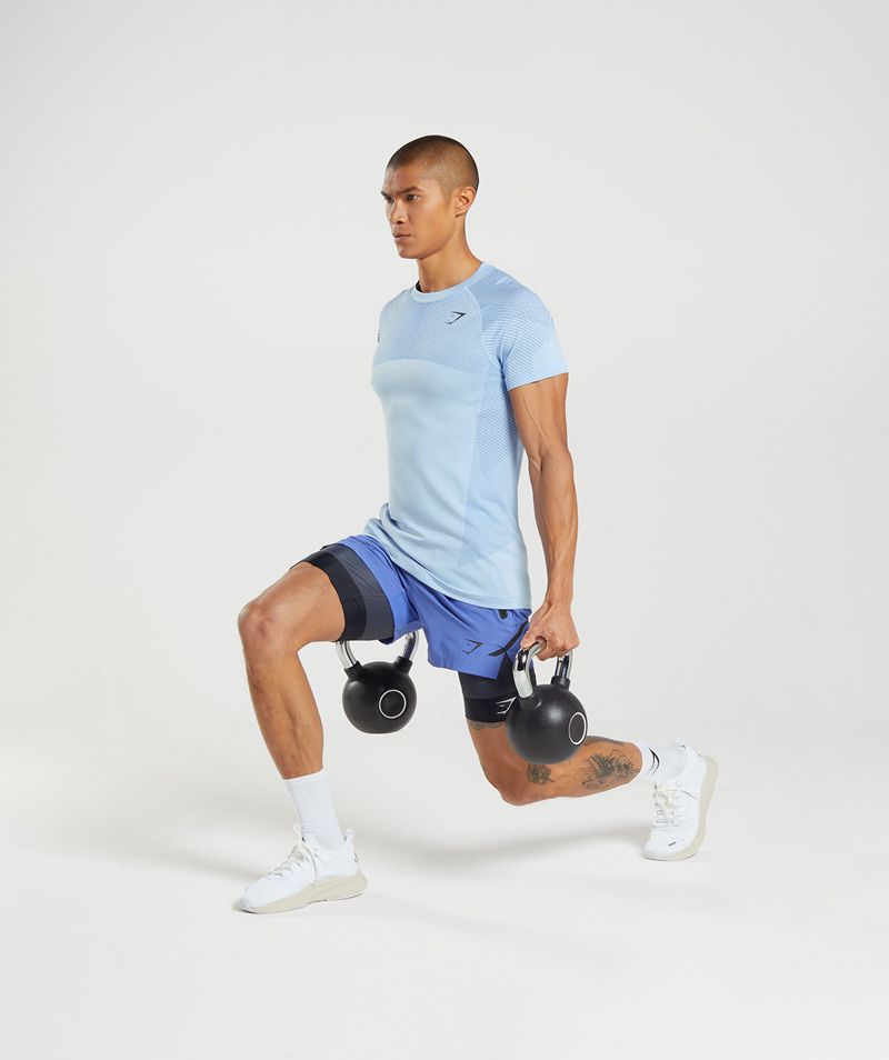 Men's Gymshark Apex Seamless T-Shirts Blue | USA  0278-TPHNA