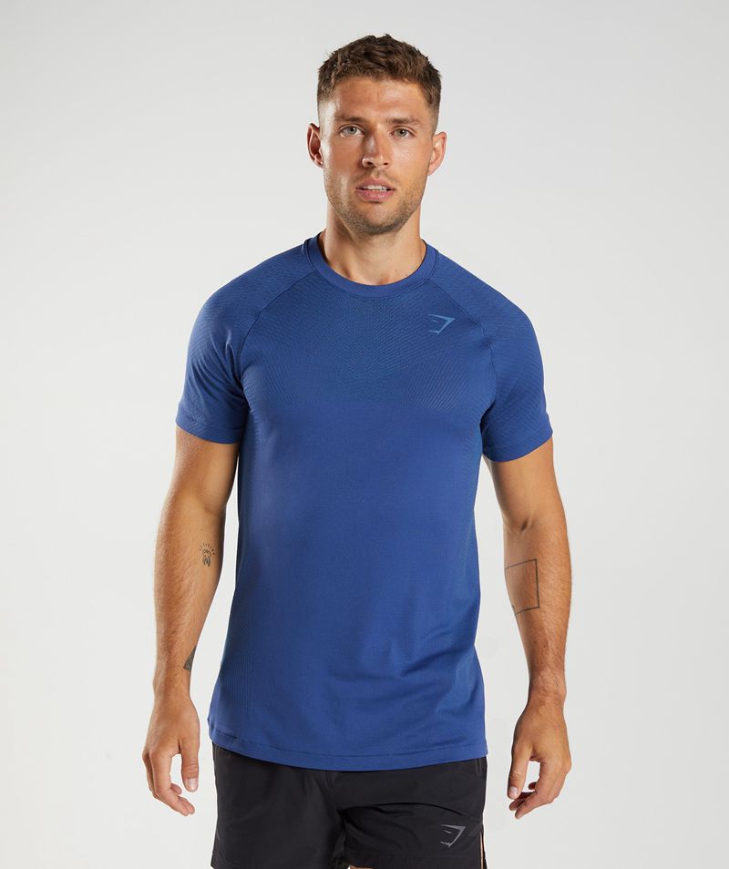 Men\'s Gymshark Apex Seamless T-Shirts Blue | USA  7859-UVFKR