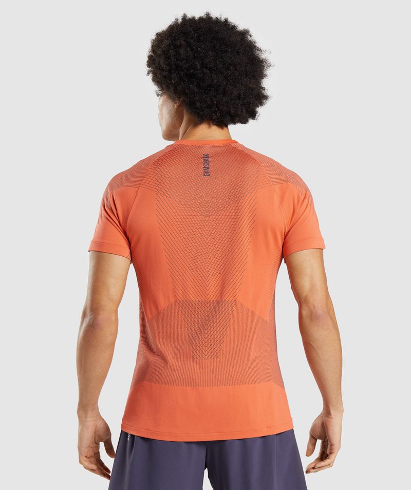 Men's Gymshark Apex Seamless T-Shirts Orange | USA  8563-KOWUH