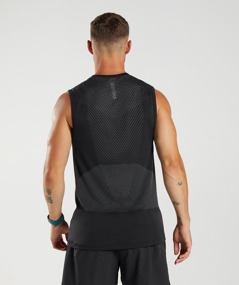 Men's Gymshark Apex Seamless Tank Tops Black | USA  0371-ENJDG