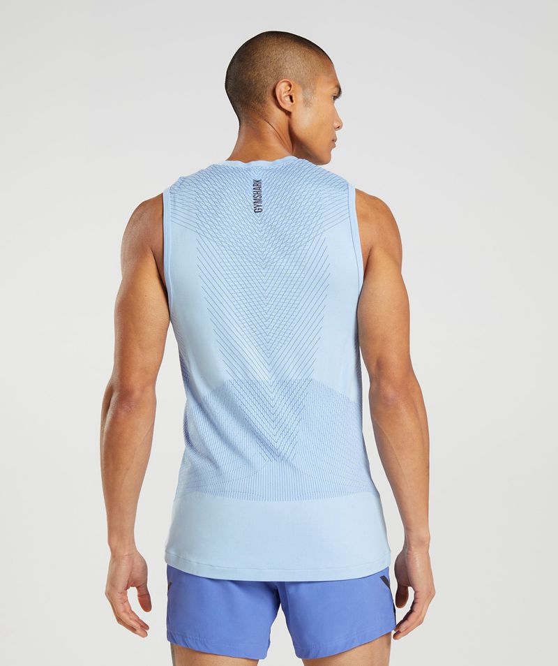 Men's Gymshark Apex Seamless Tank Tops Blue | USA  1683-GJLSK