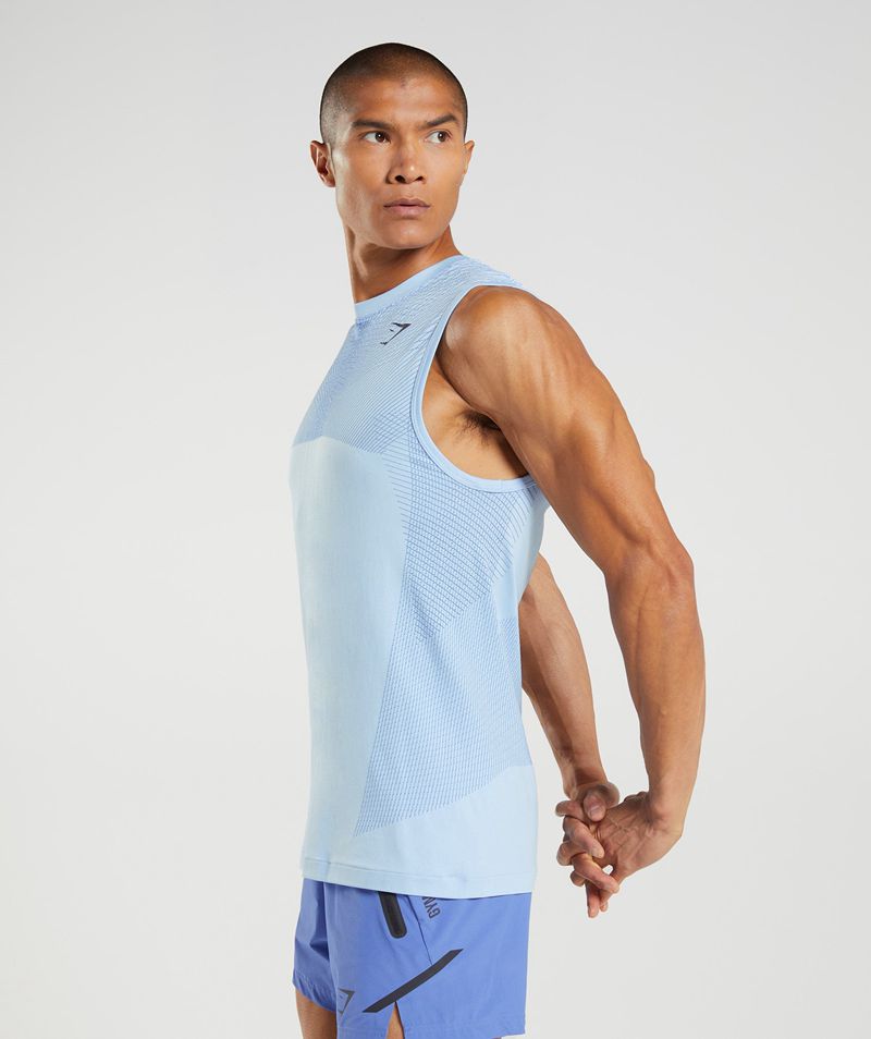 Men's Gymshark Apex Seamless Tank Tops Blue | USA  1683-GJLSK