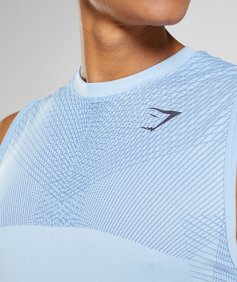 Men's Gymshark Apex Seamless Tank Tops Blue | USA  1683-GJLSK