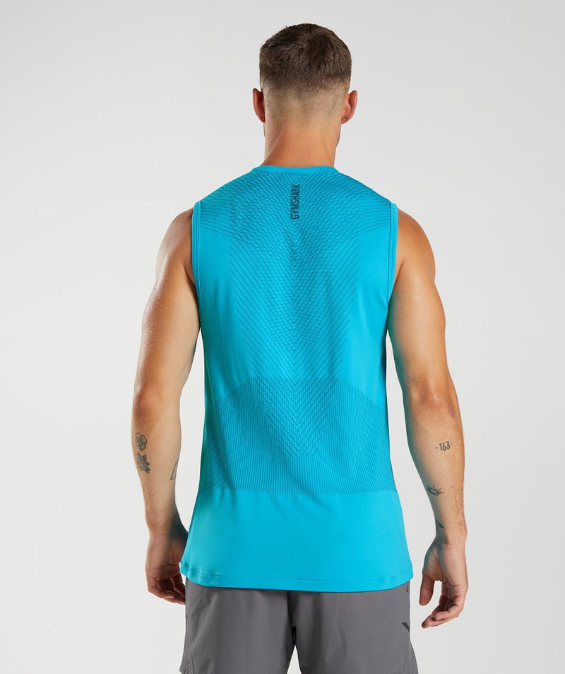 Men's Gymshark Apex Seamless Tank Tops Blue | USA  3729-ADZOU