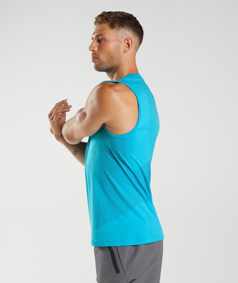 Men's Gymshark Apex Seamless Tank Tops Blue | USA  3729-ADZOU