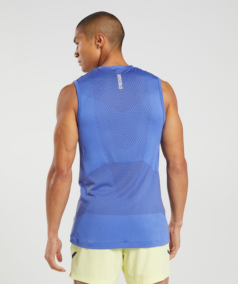 Men's Gymshark Apex Seamless Tank Tops Blue | USA  9635-BMXJY