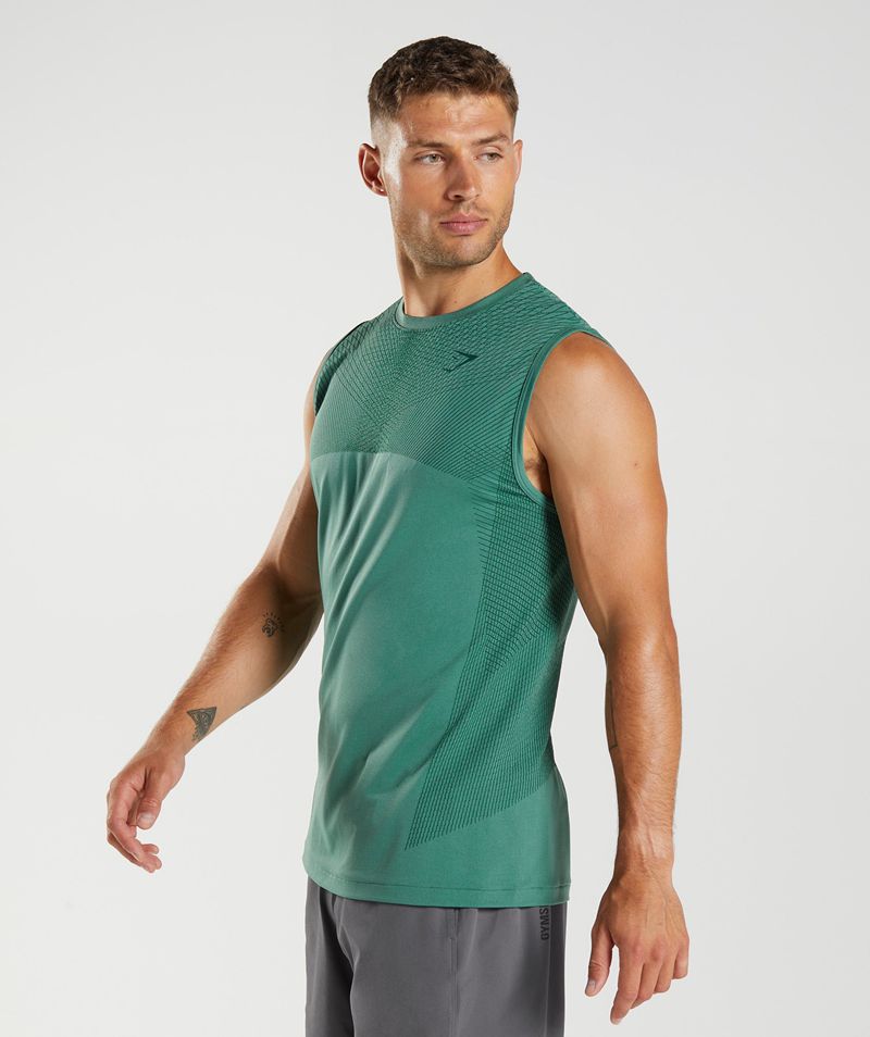 Men's Gymshark Apex Seamless Tank Tops Green | USA  0397-TKHOU