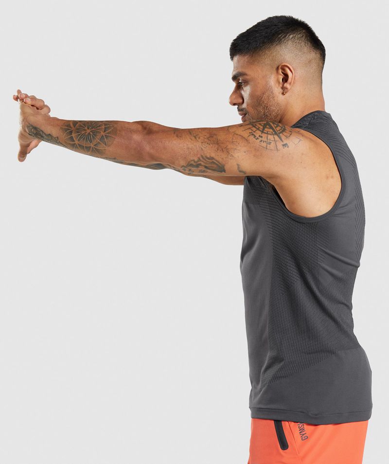 Men's Gymshark Apex Seamless Tank Tops Grey | USA  2965-EPTQZ