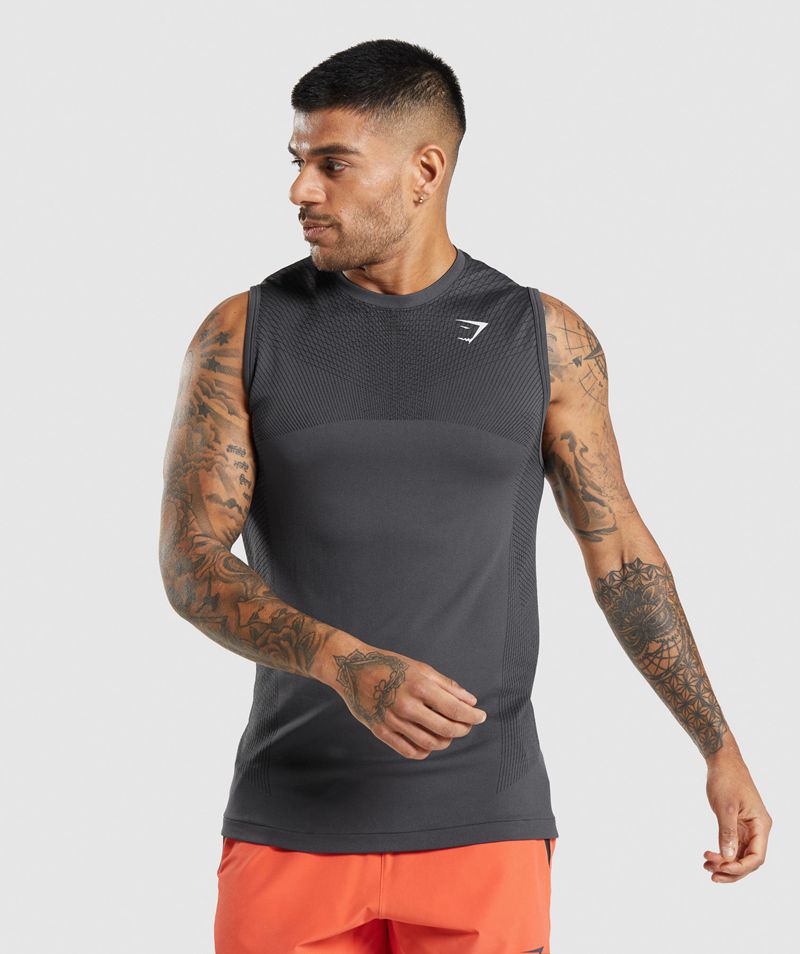 Men\'s Gymshark Apex Seamless Tank Tops Grey | USA  2965-EPTQZ