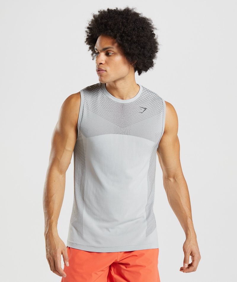 Men's Gymshark Apex Seamless Tank Tops Light Grey | USA  8304-SBOXR