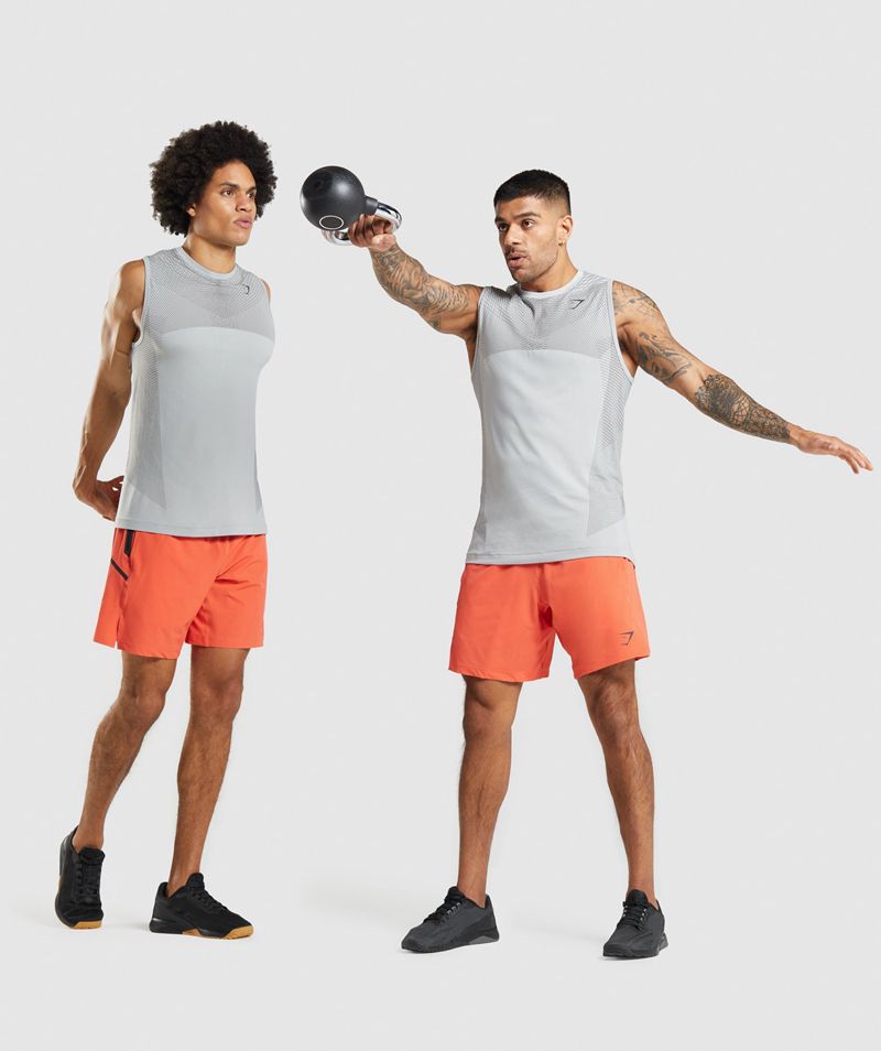 Men's Gymshark Apex Seamless Tank Tops Light Grey | USA  8304-SBOXR