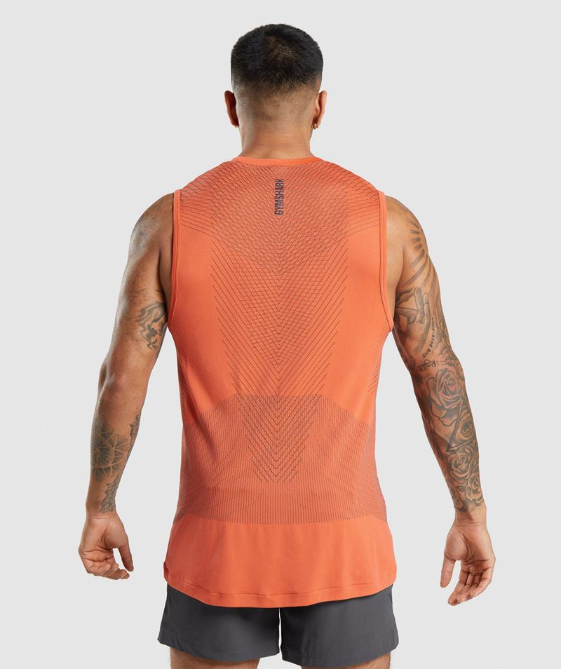 Men's Gymshark Apex Seamless Tank Tops Orange | USA  7126-RZUCW