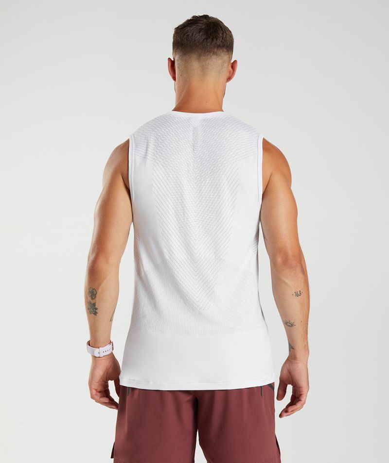 Men's Gymshark Apex Seamless Tank Tops White Light Grey | USA  9826-NHDTW