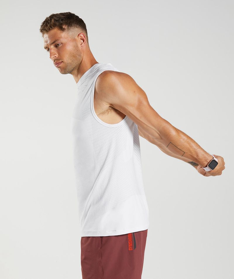 Men's Gymshark Apex Seamless Tank Tops White Light Grey | USA  9826-NHDTW