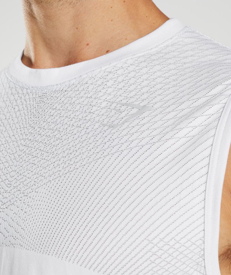 Men's Gymshark Apex Seamless Tank Tops White Light Grey | USA  9826-NHDTW