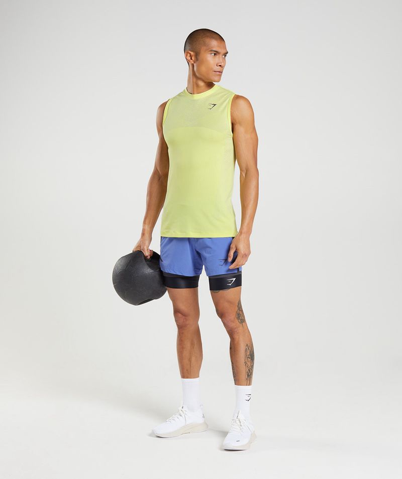 Men's Gymshark Apex Seamless Tank Tops Yellow | USA  8609-XDPJI