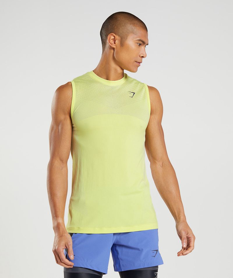 Men\'s Gymshark Apex Seamless Tank Tops Yellow | USA  8609-XDPJI