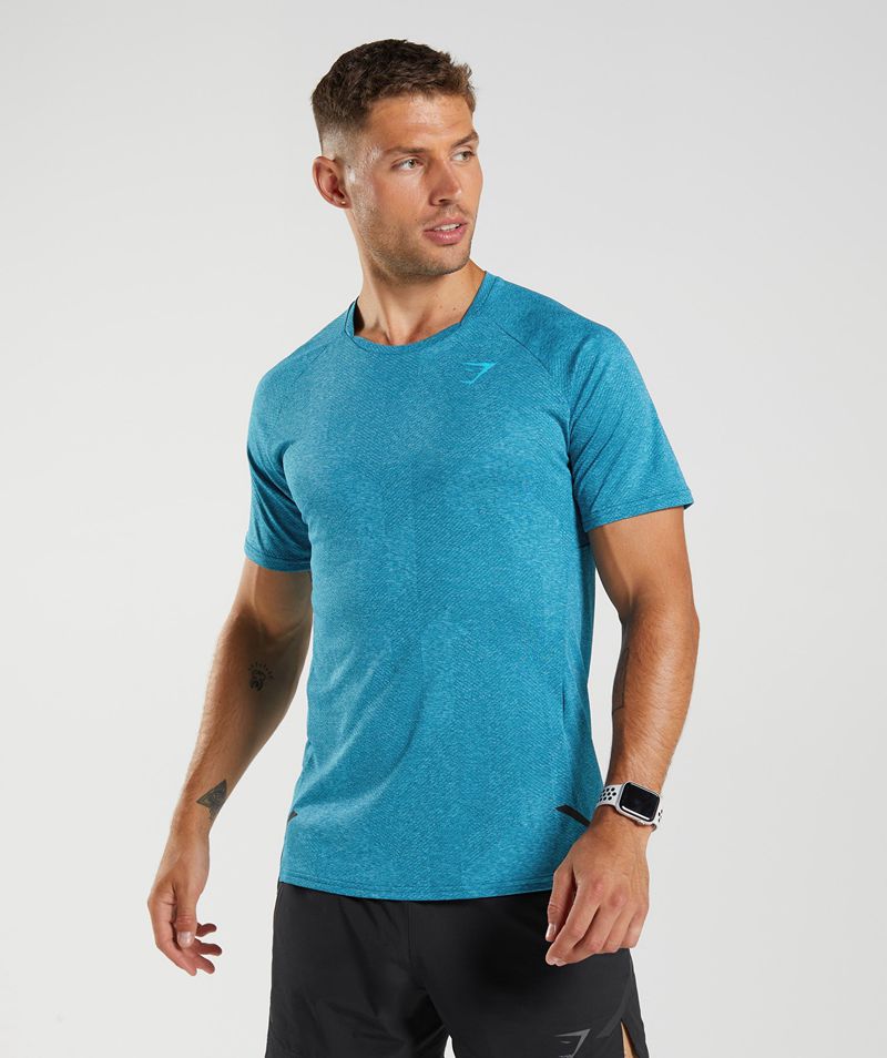 Men\'s Gymshark Apex T-Shirts Blue | USA  2364-OSMCJ