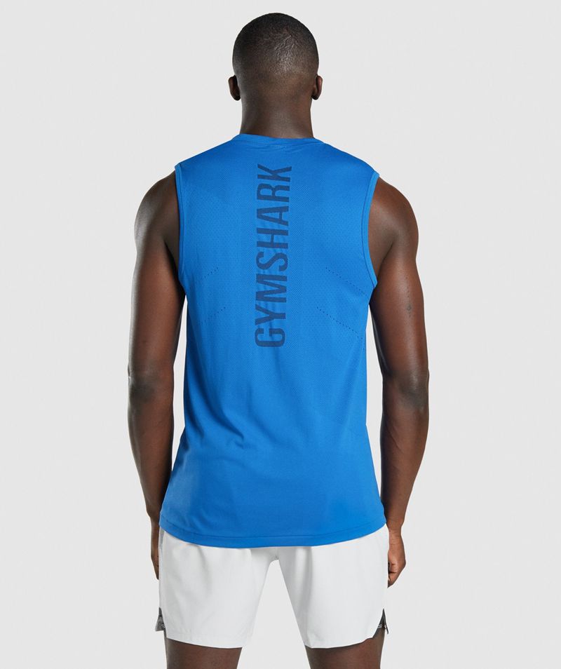 Men's Gymshark Apex Tank Tops Blue | USA  8412-LZRBK