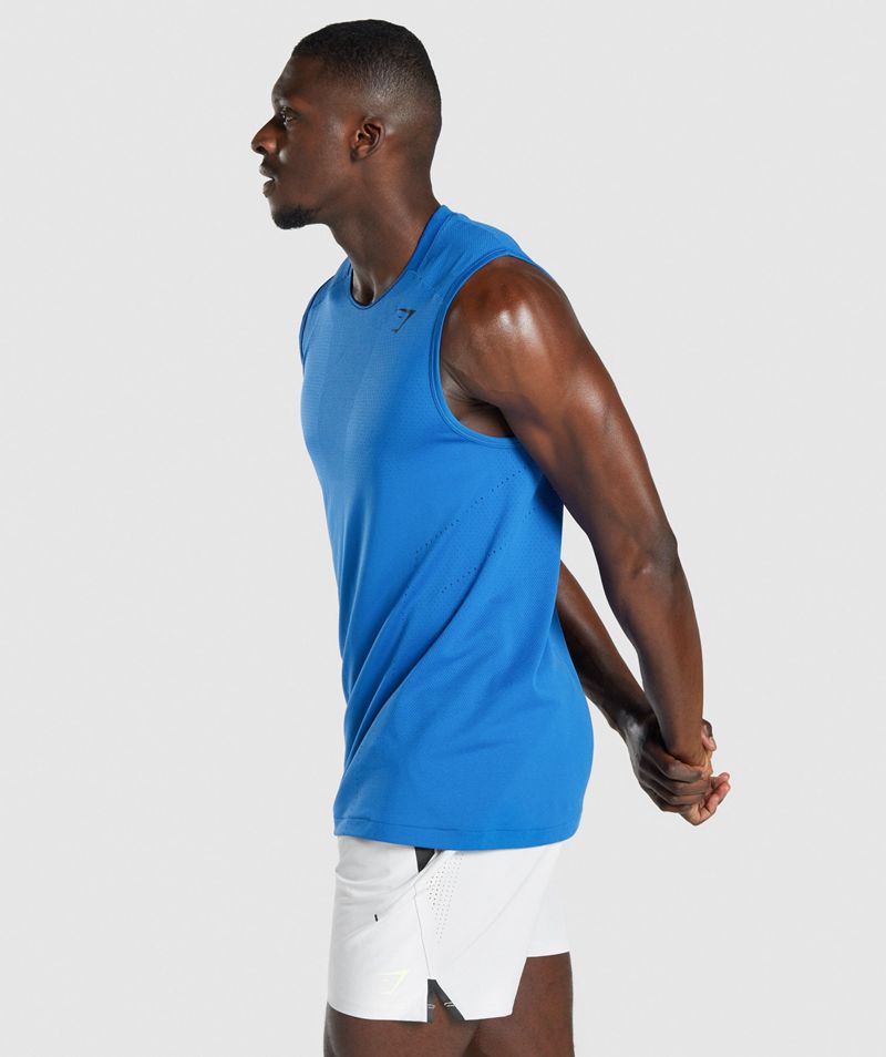 Men's Gymshark Apex Tank Tops Blue | USA  8412-LZRBK