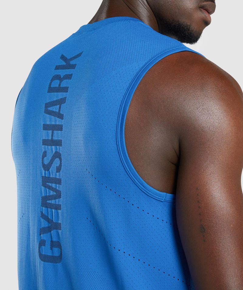 Men's Gymshark Apex Tank Tops Blue | USA  8412-LZRBK