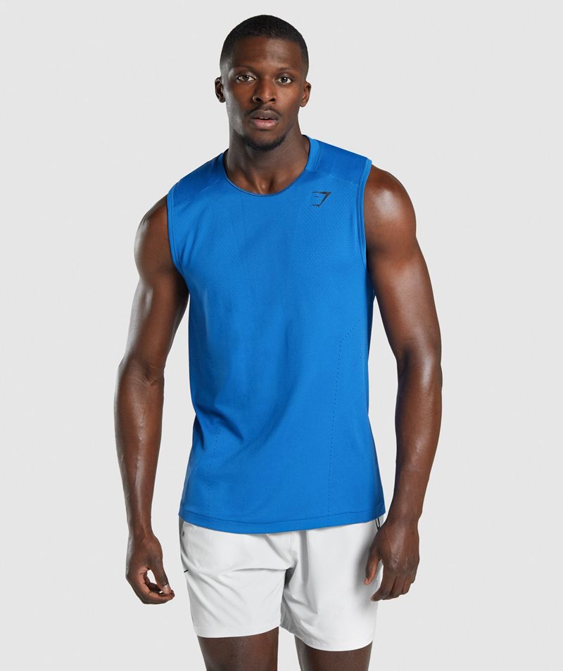 Men\'s Gymshark Apex Tank Tops Blue | USA  8412-LZRBK