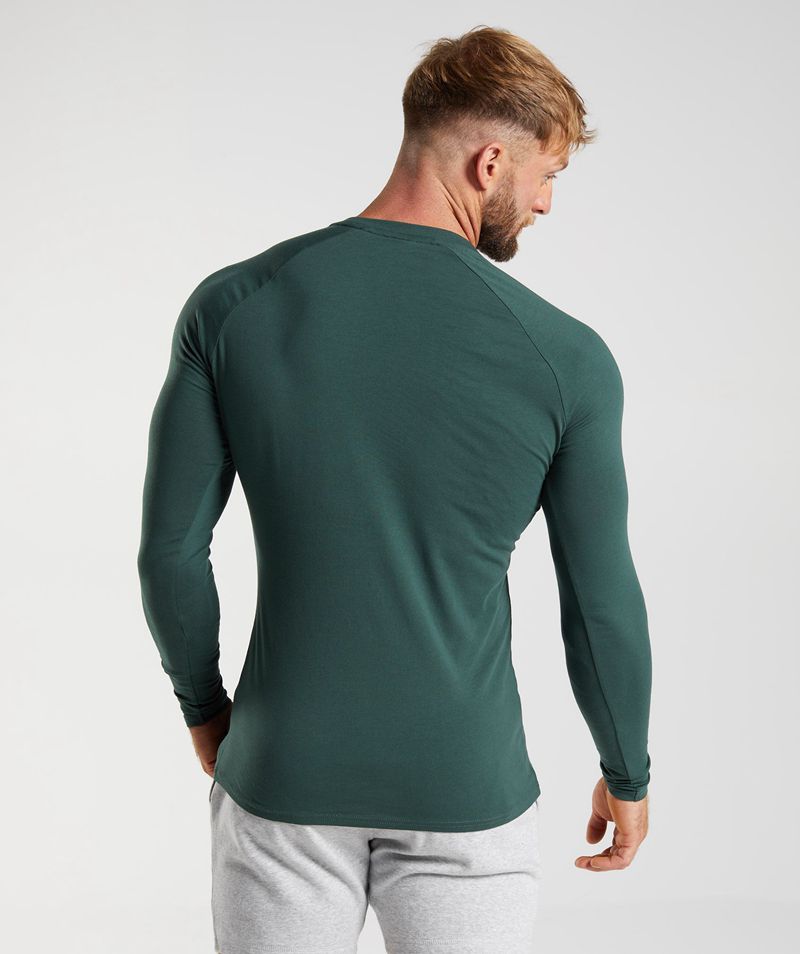 Men's Gymshark Apollo Long Sleeve T-Shirts Green | USA  1530-LXFJC