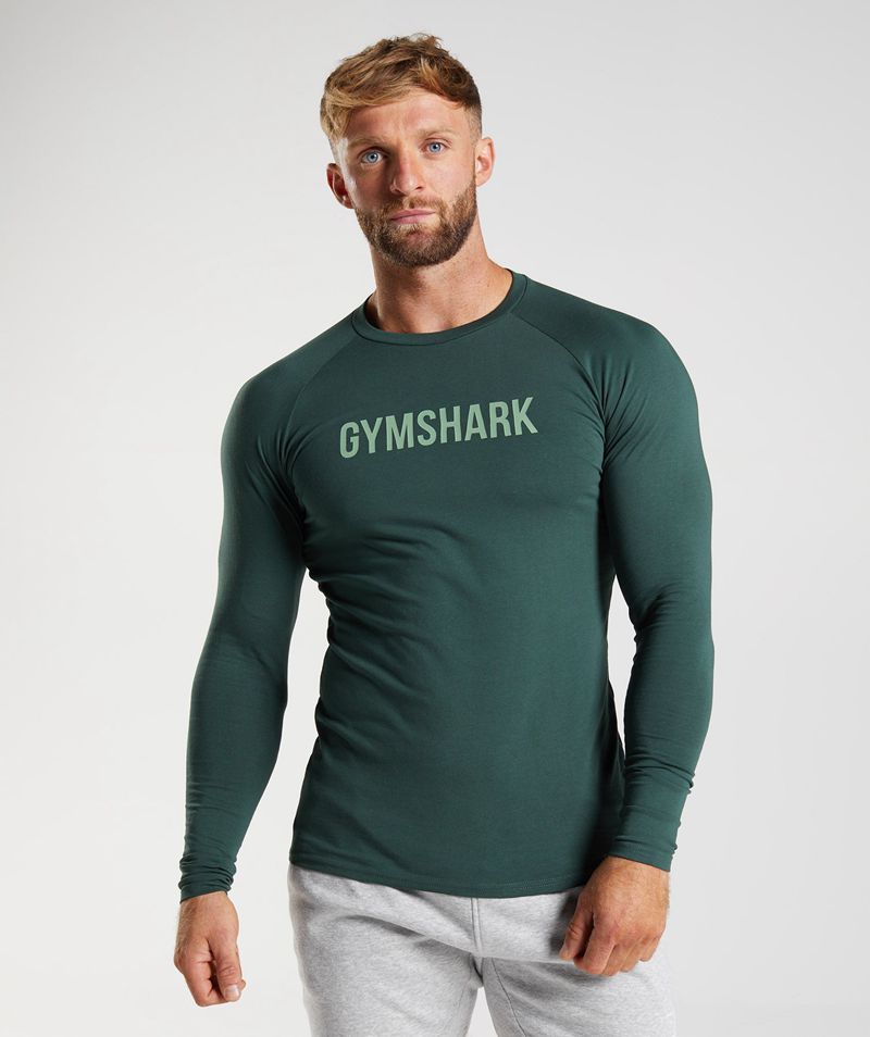 Men\'s Gymshark Apollo Long Sleeve T-Shirts Green | USA  1530-LXFJC