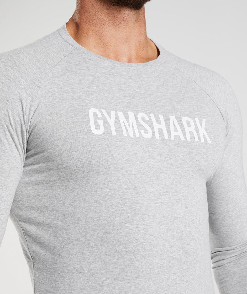 Men's Gymshark Apollo Long Sleeve T-Shirts Light Grey | USA  2018-MZDKE