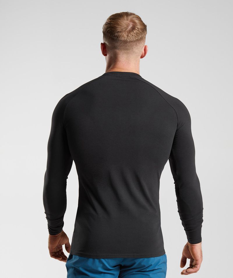 Men's Gymshark Apollo Long Sleeve T-Shirts Black | USA  3421-AEKZB